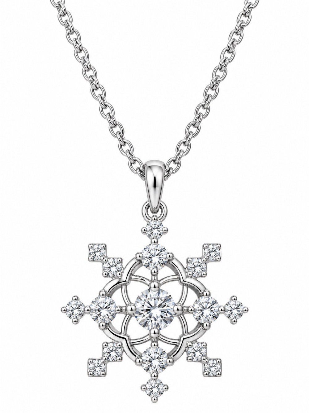 Kendra Scott Snow Crystal Silver Short Pendant Necklace in White CZ.